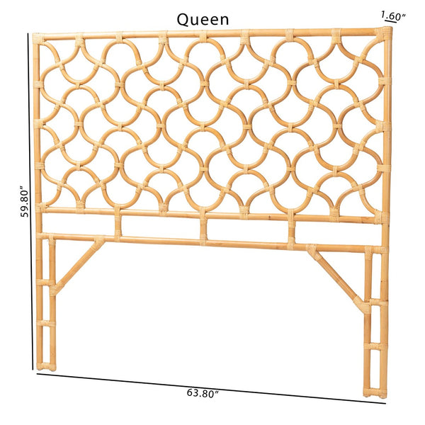 Baxton Studio bali Kalcya Queen Size Rattan Headboard - Handcrafted Bohemian Style for Modern & Eclectic Interiors WS30503-1B W162-Natural Rattan-HB-Queen