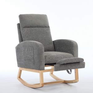 English Elm Modern Rocking Chair With Ergonomic Support, Stylish Upholstered Armchair For Nurseries & Living Rooms W2725P276952