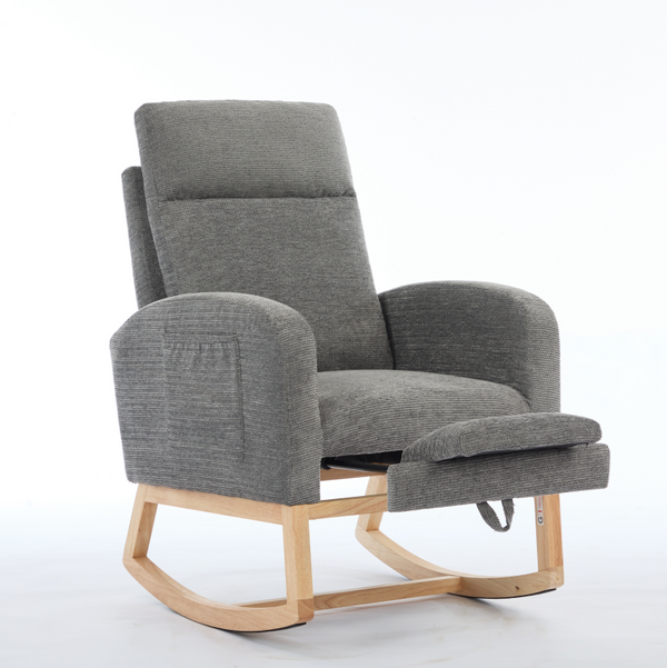English Elm Modern Rocking Chair With Ergonomic Support, Stylish Upholstered Armchair For Nurseries & Living Rooms W2725P276952