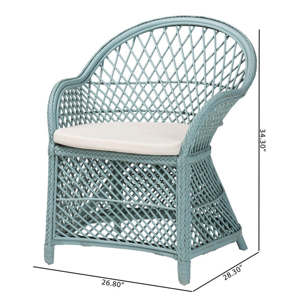 Baxton Studio bali Casilda Bohemian Light Blue Rattan Arm Chair - Handcrafted Comfort & Rustic Charm for Any Space RCN 012-Light Blue Rattan-AC