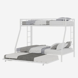 English Elm High Stability Square Tube Bunk Bed With Trundle & Ladder - Modern Design For Home & Dorms! W1935P360891