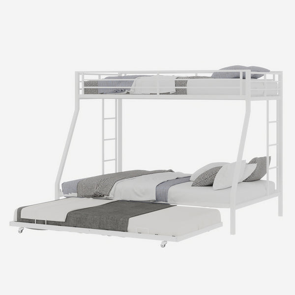 English Elm High Stability Square Tube Bunk Bed With Trundle & Ladder - Modern Design For Home & Dorms! W1935P360891