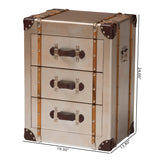 Baxton Studio Naylor Vintage Matte Bronze 3-Drawer Cabinet