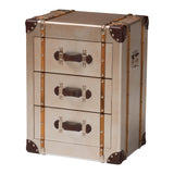 Baxton Studio Naylor Vintage Matte Bronze 3-Drawer Cabinet