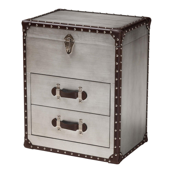 Baxton Studio Baxton Studio Calidore Vintage Industrial End Table with 2 Drawers and Lift-Top Storage Solution JY24A012-Wooden-ET