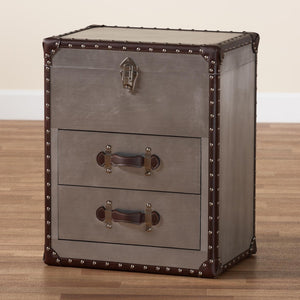 Baxton Studio Baxton Studio Calidore Vintage Industrial End Table with 2 Drawers and Lift-Top Storage Solution JY24A012-Wooden-ET