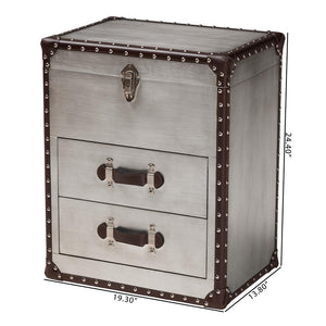 Baxton Studio Baxton Studio Calidore Vintage Industrial End Table with 2 Drawers and Lift-Top Storage Solution JY24A012-Wooden-ET