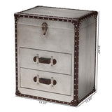 Baxton Studio Calidore Vintage Silver Metal 2-Drawer End Table