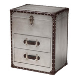 Baxton Studio Calidore Vintage Silver Metal 2-Drawer End Table