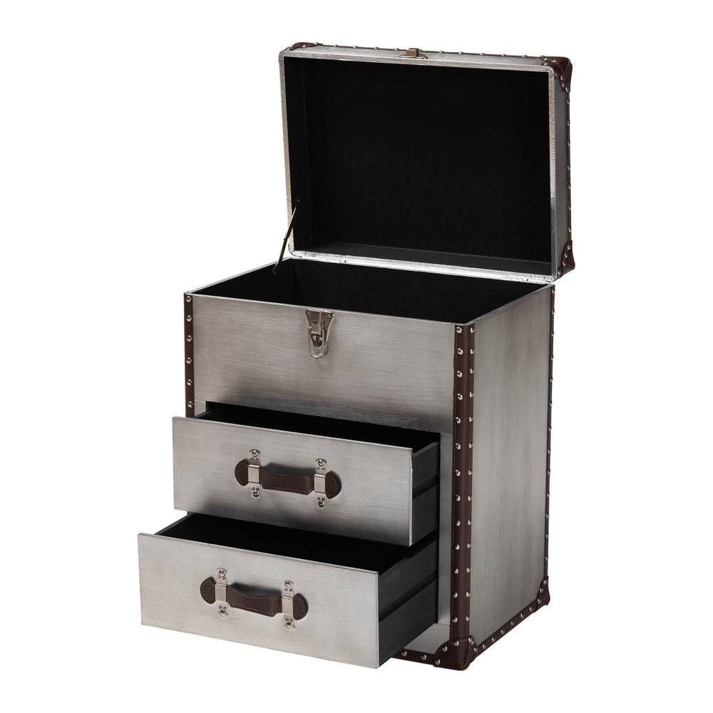 Baxton Studio Baxton Studio Calidore Vintage Industrial End Table with 2 Drawers and Lift-Top Storage Solution JY24A012-Wooden-ET