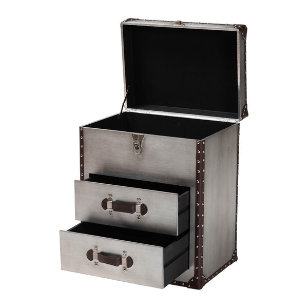 Baxton Studio Baxton Studio Calidore Vintage Industrial End Table with 2 Drawers and Lift-Top Storage Solution JY24A012-Wooden-ET