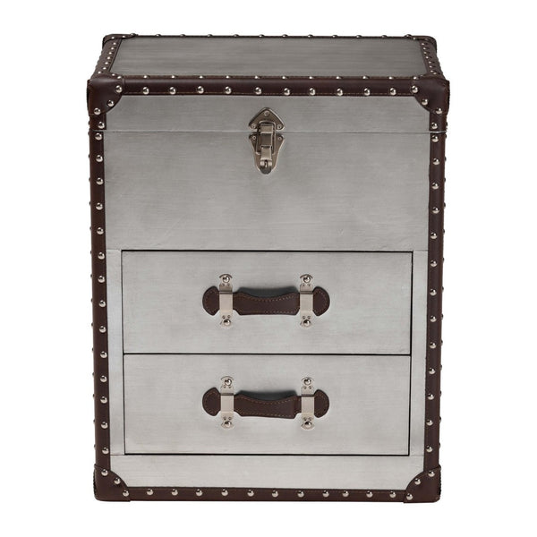 Baxton Studio Baxton Studio Calidore Vintage Industrial End Table with 2 Drawers and Lift-Top Storage Solution JY24A012-Wooden-ET