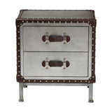 Baxton Studio Jacey Vintage Silver Metal 2-Drawer End Table