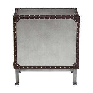 Baxton Studio Baxton Studio Jacey Vintage Silver Metal End Table with 2 Drawers for Industrial Elegance & Storage JY24A032-Wooden-Cabinet
