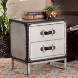 Baxton Studio Jacey Vintage Silver Metal 2-Drawer End Table