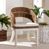 bali & pari Ubud Bohemian Natural Seagrass and Mahogany Wood Accent Chair