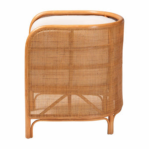 Baxton Studio bali Bali Handcrafted Rattan Accent Chair – Bohemian Tuxedo Style with Removable Cushions for Comfort Bandung-Light Honey Rattan-AC