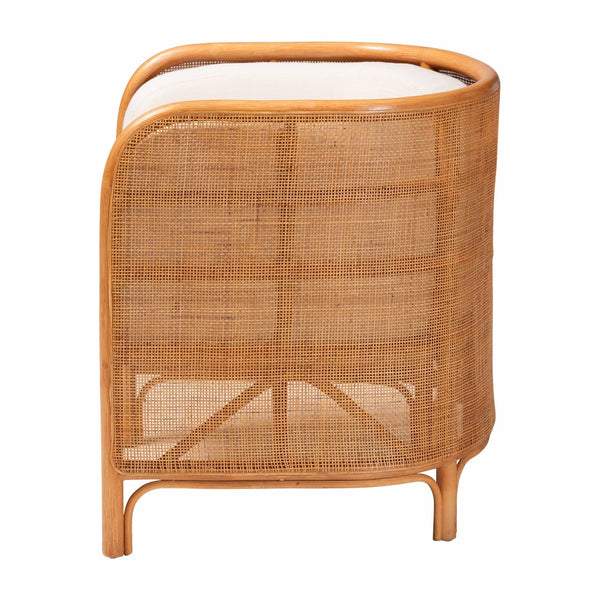 Baxton Studio bali Bali Handcrafted Rattan Accent Chair – Bohemian Tuxedo Style with Removable Cushions for Comfort Bandung-Light Honey Rattan-AC