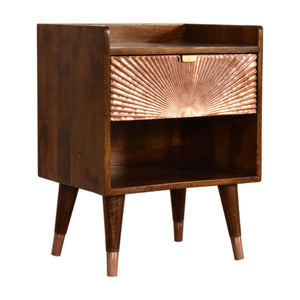 English Elm Solid Wood Manila Copper 1 Drawer Nightstand