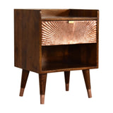 Manila Copper Solid Wood Nightstand w/ 1 Drawer, Chestnut Finish & Nordic Style Leg - 17.72 x 13.78 x 22.83