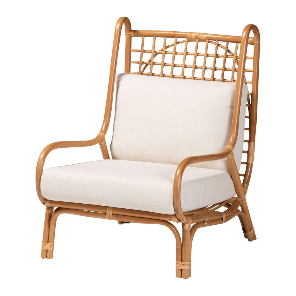 Baxton Studio bali Helina Bohemian Rattan Accent Chair - Handcrafted Comfort with Airy Lattice Design for Any Space Helina-Light Honey Rattan-AC