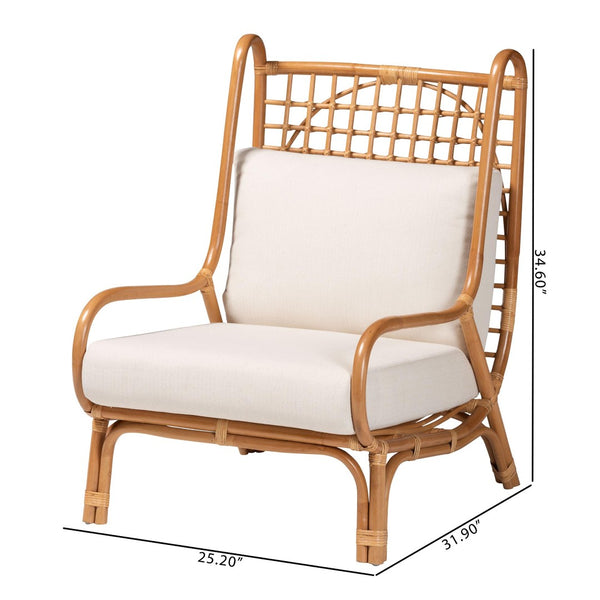 Baxton Studio bali Helina Bohemian Rattan Accent Chair - Handcrafted Comfort with Airy Lattice Design for Any Space Helina-Light Honey Rattan-AC