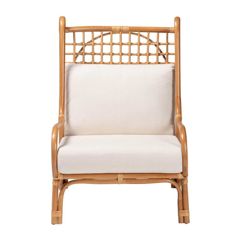 Baxton Studio bali Helina Bohemian Rattan Accent Chair - Handcrafted Comfort with Airy Lattice Design for Any Space Helina-Light Honey Rattan-AC