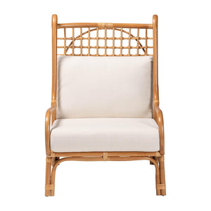 Baxton Studio bali Helina Bohemian Rattan Accent Chair - Handcrafted Comfort with Airy Lattice Design for Any Space Helina-Light Honey Rattan-AC