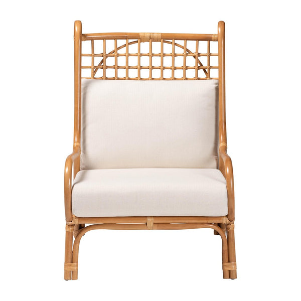 Baxton Studio bali Helina Bohemian Rattan Accent Chair - Handcrafted Comfort with Airy Lattice Design for Any Space Helina-Light Honey Rattan-AC
