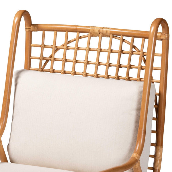 Baxton Studio bali Helina Bohemian Rattan Accent Chair - Handcrafted Comfort with Airy Lattice Design for Any Space Helina-Light Honey Rattan-AC