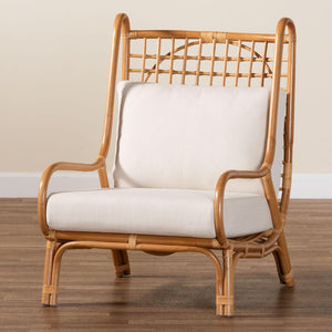 Baxton Studio bali Helina Bohemian Rattan Accent Chair - Handcrafted Comfort with Airy Lattice Design for Any Space Helina-Light Honey Rattan-AC