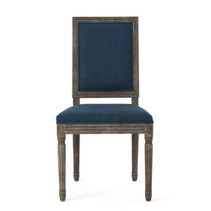 English Elm Christopher Knight Home® - DINING Navy Blue Fabric Chairs Set of 2 with Weathered Rubberwood Legs, Classic Antique Look, 250lb Capacity 61568.00NBL