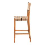 bali & pari Prita Bohemian Paper Loom and Natural Mahogany Wood Bar Stool