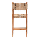 bali & pari Prita Bohemian Paper Loom and Natural Mahogany Wood Bar Stool