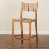 bali & pari Prita Bohemian Paper Loom and Natural Mahogany Wood Bar Stool