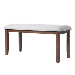 English Elm 6-piece Extendable Wood Dining Set with Linen Upholstered Chairs Bench Seats Eight Cherry N752S000097C