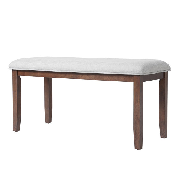 English Elm 6-piece Extendable Wood Dining Set with Linen Upholstered Chairs Bench Seats Eight Cherry N752S000097C