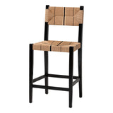 bali & pari Prita Bohemian Paper Loom and Black Mahogany Wood Bar Stool