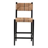 bali & pari Prita Bohemian Paper Loom and Black Mahogany Wood Bar Stool