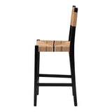 bali & pari Prita Bohemian Paper Loom and Black Mahogany Wood Bar Stool