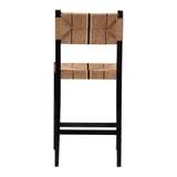 bali & pari Prita Bohemian Paper Loom and Black Mahogany Wood Bar Stool