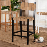 bali & pari Prita Bohemian Paper Loom and Black Mahogany Wood Bar Stool