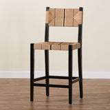 bali & pari Prita Bohemian Paper Loom and Black Mahogany Wood Bar Stool