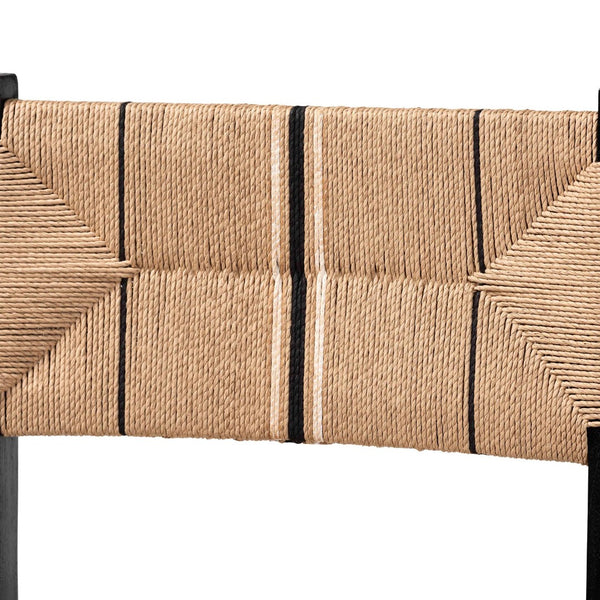 Baxton Studio bali Prita Bohemian Bar Stool Set - 2-Piece Handcrafted Mahogany & Paper Loom Stools for Modern Spaces BC-02-Parekesit-Wood/Black-BS