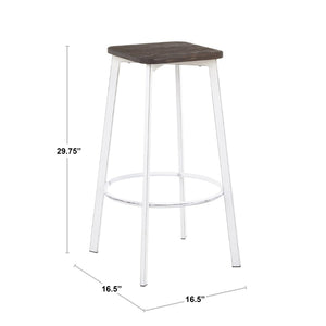English Elm Square Barstools Industrial White Metal Bamboo Seat Kitchen Island Set of 2 B202P471216