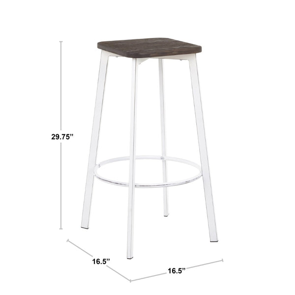 English Elm Square Barstools Industrial White Metal Bamboo Seat Kitchen Island Set of 2 B202P471216