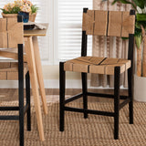 bali & pari Prita Bohemian Paper Loom and Black Mahogany Wood Counter Stool