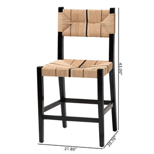 Baxton Studio bali Prita Bohemian Counter Stool Set - Handcrafted Mahogany with Geometric Paper Loom Design Black Counter CC-01-Wood/Black-CS