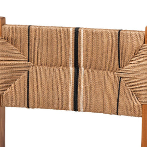 Baxton Studio bali Prita Bohemian Counter Stool Set - Handcrafted Mahogany with Geometric Paper Loom Design Natural Counter CC-02-Wood/Brown-CS