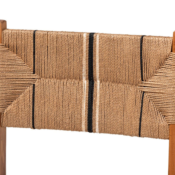 Baxton Studio bali Prita Bohemian Counter Stool Set - Handcrafted Mahogany with Geometric Paper Loom Design Natural Counter CC-02-Wood/Brown-CS